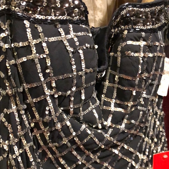 Neiman Marcus Silver Sequins gray strapless dress - Picture 6 of 10